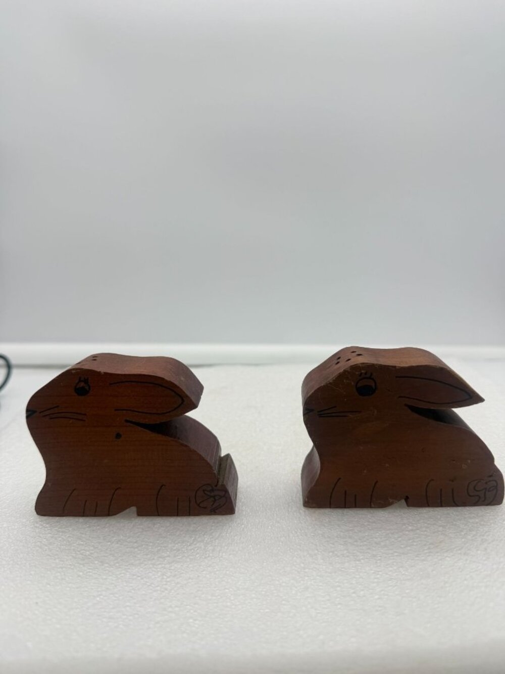 Vintage Wood Bunny Rabbit Salt and Pepper Shakers Easter